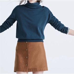 MADEWELL: mini skirt in camel color Button Front Wool Blend. Size 2.
